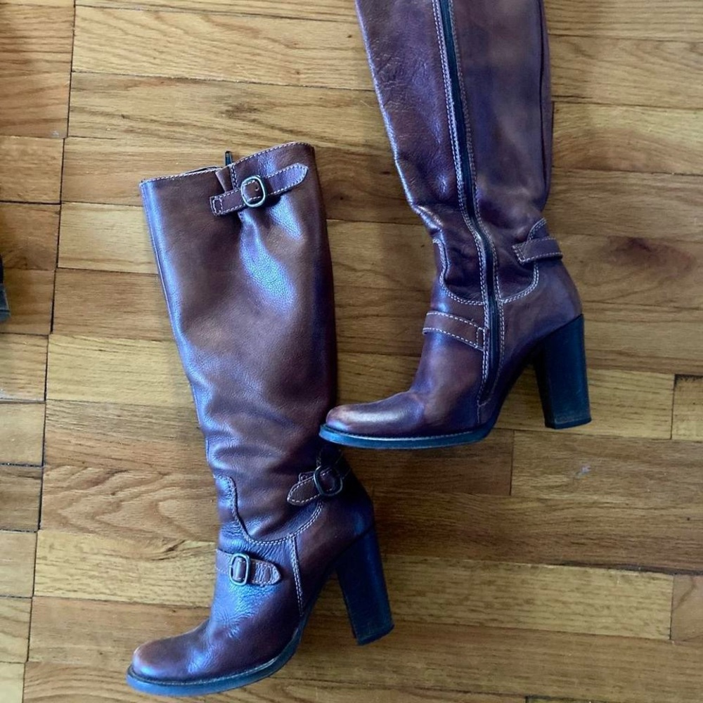 VINTAGE Italian Leather High Heel Boots 5.5